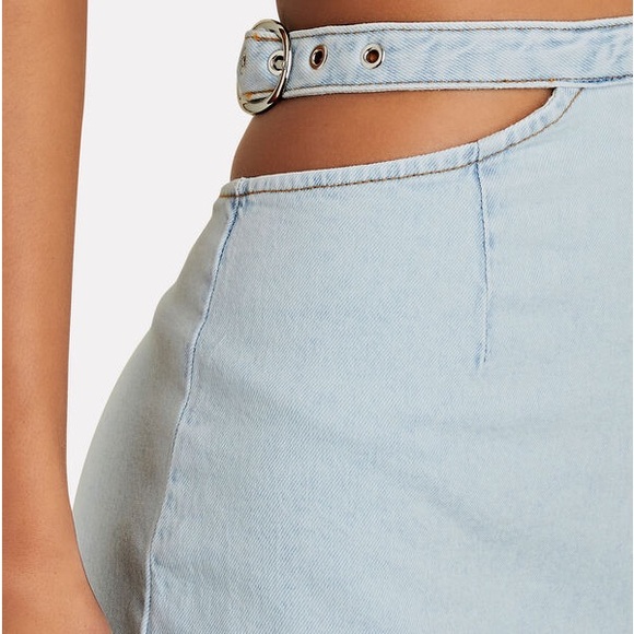 NWT WeWoreWhat Denim Cut Out Mini Skirt - Picture 3 of 12